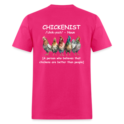 Chickenist T-Shirt (double sided print) - fuchsia