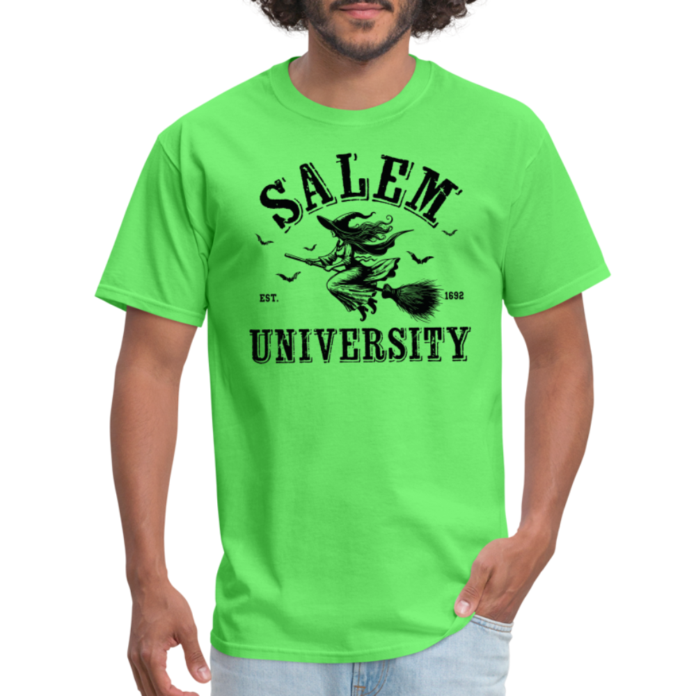 Salem University T-Shirt (Halloween Witch Riding Broom) - kiwi