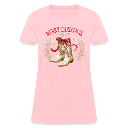 Merry Christmas Y'all Women's Contoured T-Shirt - pink