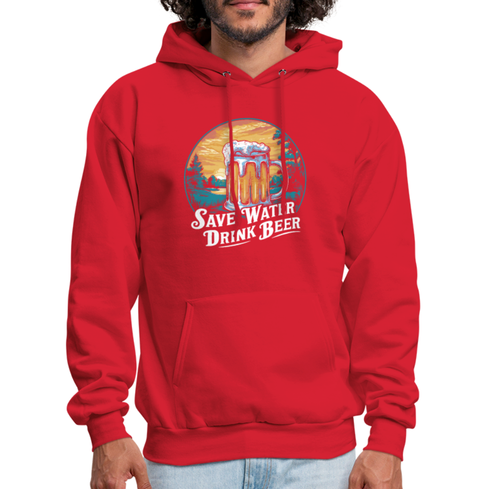 Save Water Drink Beer (Funny Drinking) Hoodie - red