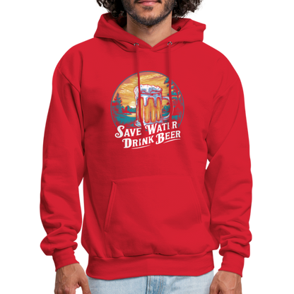 Save Water Drink Beer (Funny Drinking) Hoodie - red