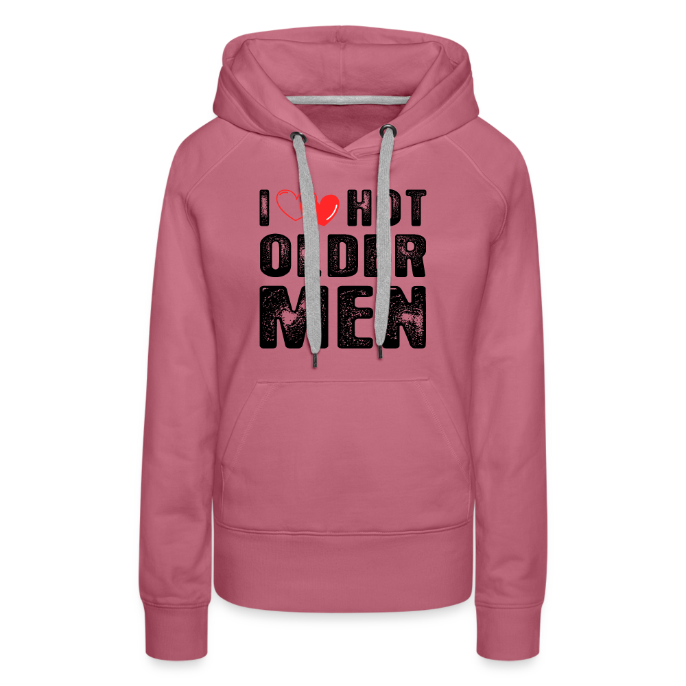 I Heart Hot Older Men (I Love Hot Older) Men Women’s Premium Hoodie - mauve