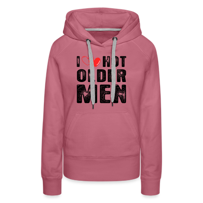 I Heart Hot Older Men (I Love Hot Older) Men Women’s Premium Hoodie - mauve