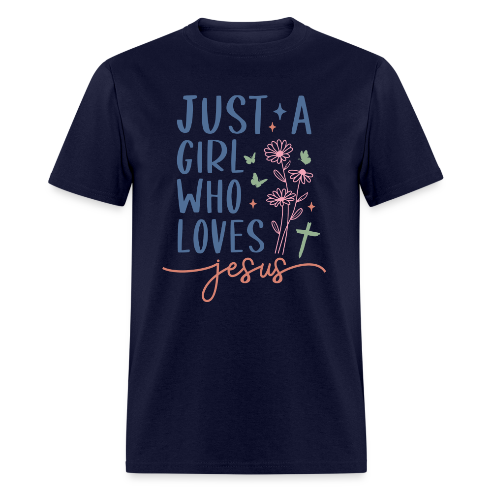 Just A Girl Who Loves Jesus T-Shirt - navy