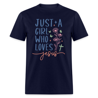 Just A Girl Who Loves Jesus T-Shirt - navy