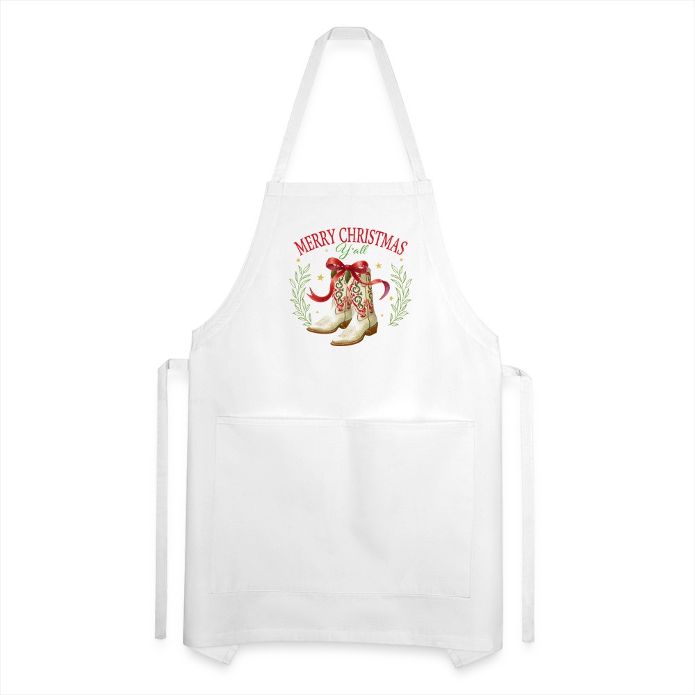 Merry Christmas Y'all Apron - white