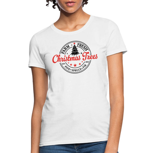 Farm Fresh Christmas Trees Women's Contoured T-Shirt - white