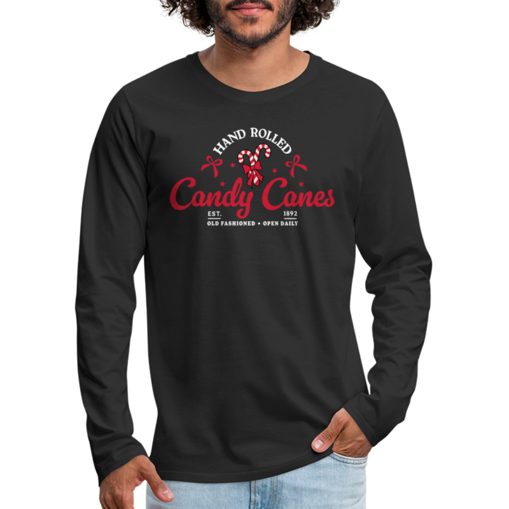 Hand Rolled Candy Canes Men's Premium Long Sleeve T-Shirt - black