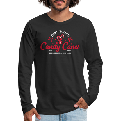 Hand Rolled Candy Canes Men's Premium Long Sleeve T-Shirt - black