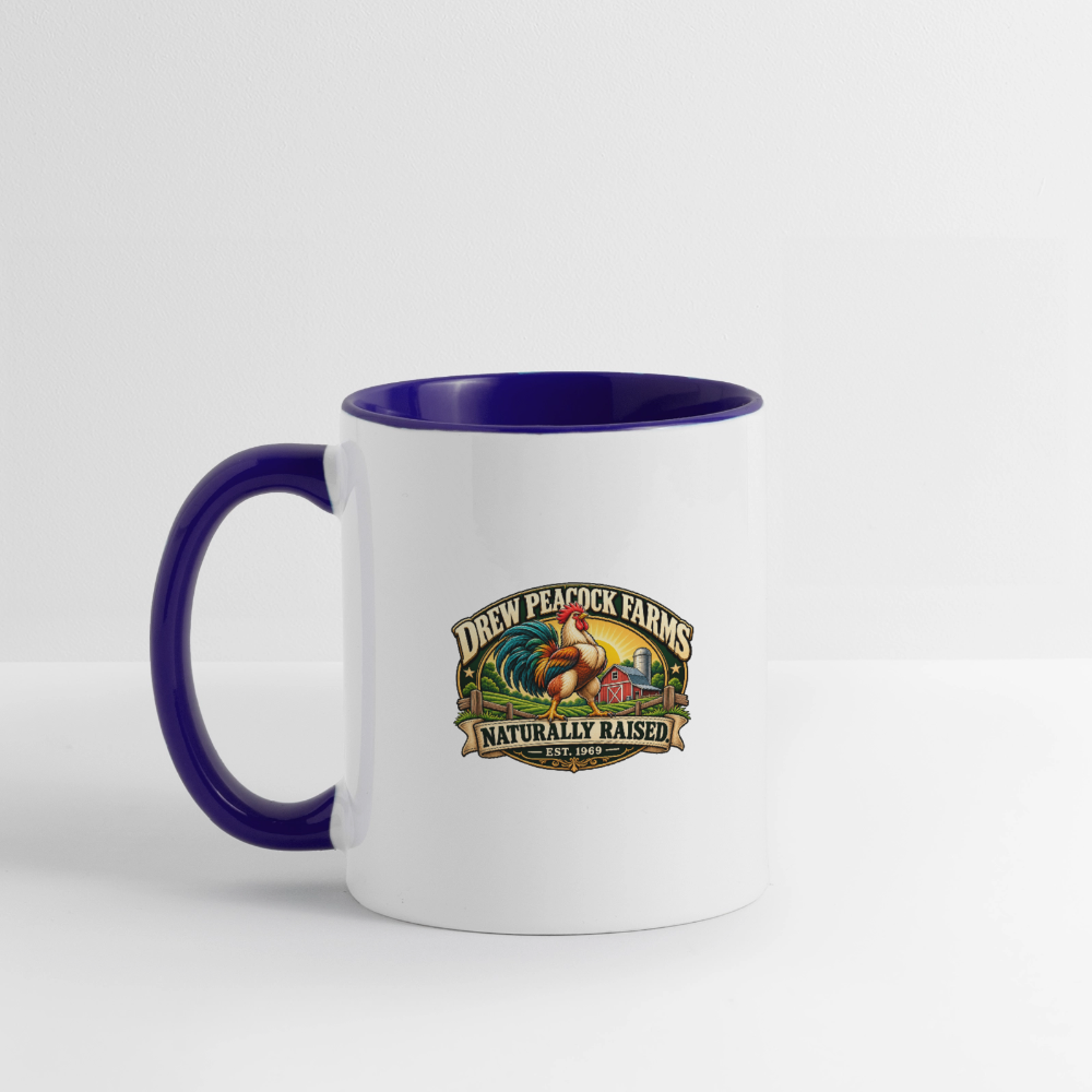 Drew Peacock Farms Mug - white/cobalt blue