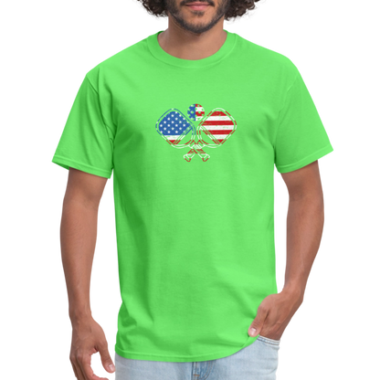 American Flag Pickleball Paddle T-Shirt - kiwi