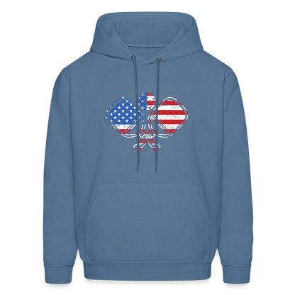 American Flag Pickleball Paddle Hoodie - denim blue