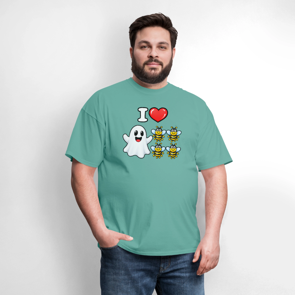 I Heart Boo Bees T-Shirt – Funny Halloween Adult Humor - aquatic
