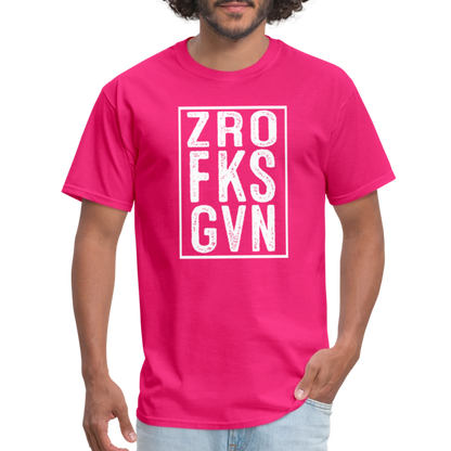 ZRO FKS GVN (Zero Fucks Given) T-Shirt - fuchsia