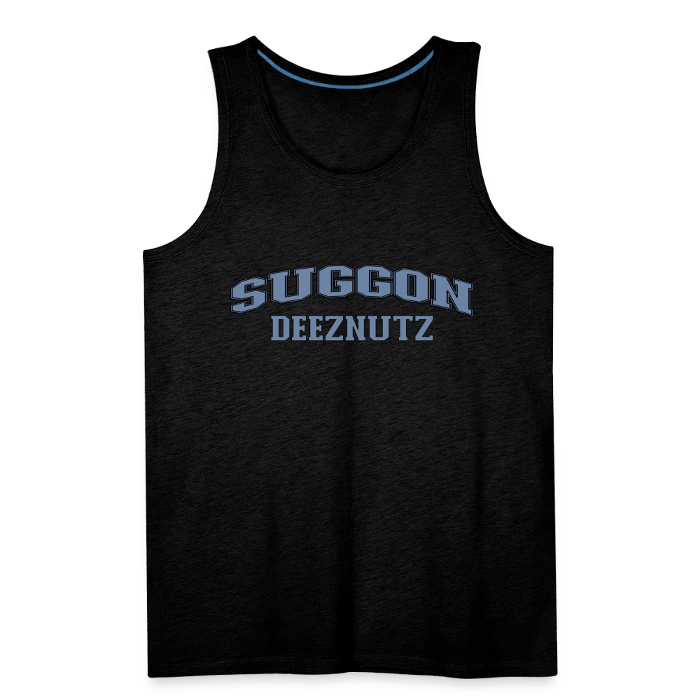 Suggon Deeznutz Tank Top (in Blue Ball Colors - Funny Sexual Humor) - charcoal grey