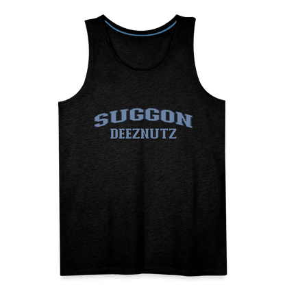 Suggon Deeznutz Tank Top (in Blue Ball Colors - Funny Sexual Humor) - charcoal grey