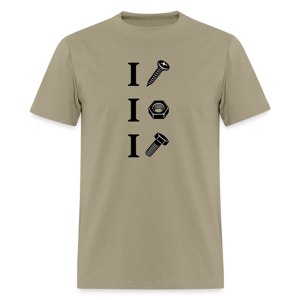 I Screw I Nut I Bolt – Funny Adult Humor T-Shirt Color: Khaki