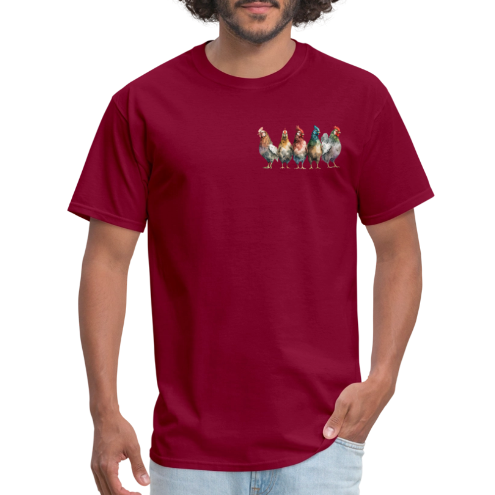 Chickenist T-Shirt (double sided print) - burgundy