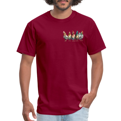 Chickenist T-Shirt (double sided print) - burgundy