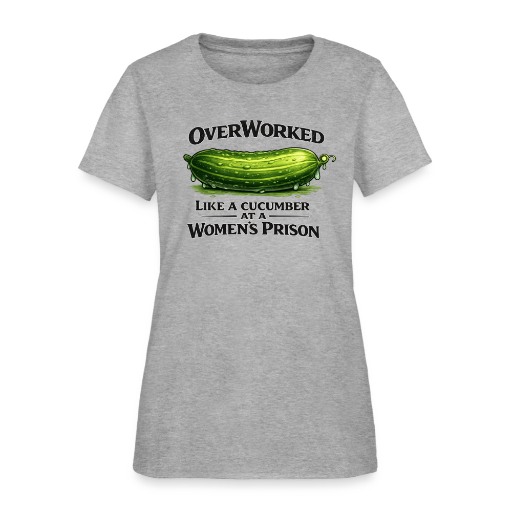 OverWorked Cucumber Funny Women’s T-Shirt Color: Pink