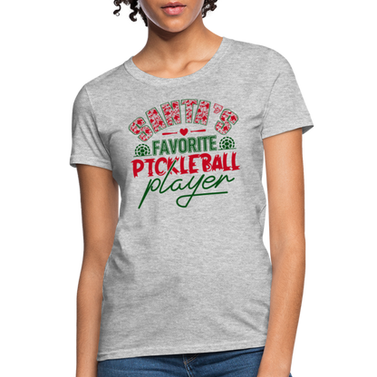 Santa's Favorite Pickleball Player Women's Contoured T-Shirt - heather gray