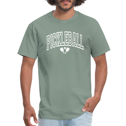 Pickleball T-Shirt (White Arch Letters) - sage