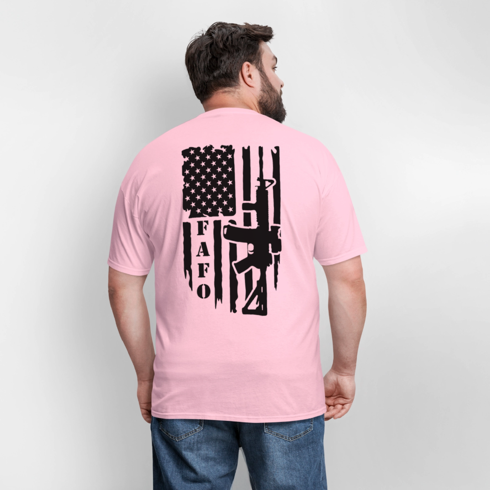FAFO T-Shirt – AR-15 & American Flag Back Print Color: heather gray
