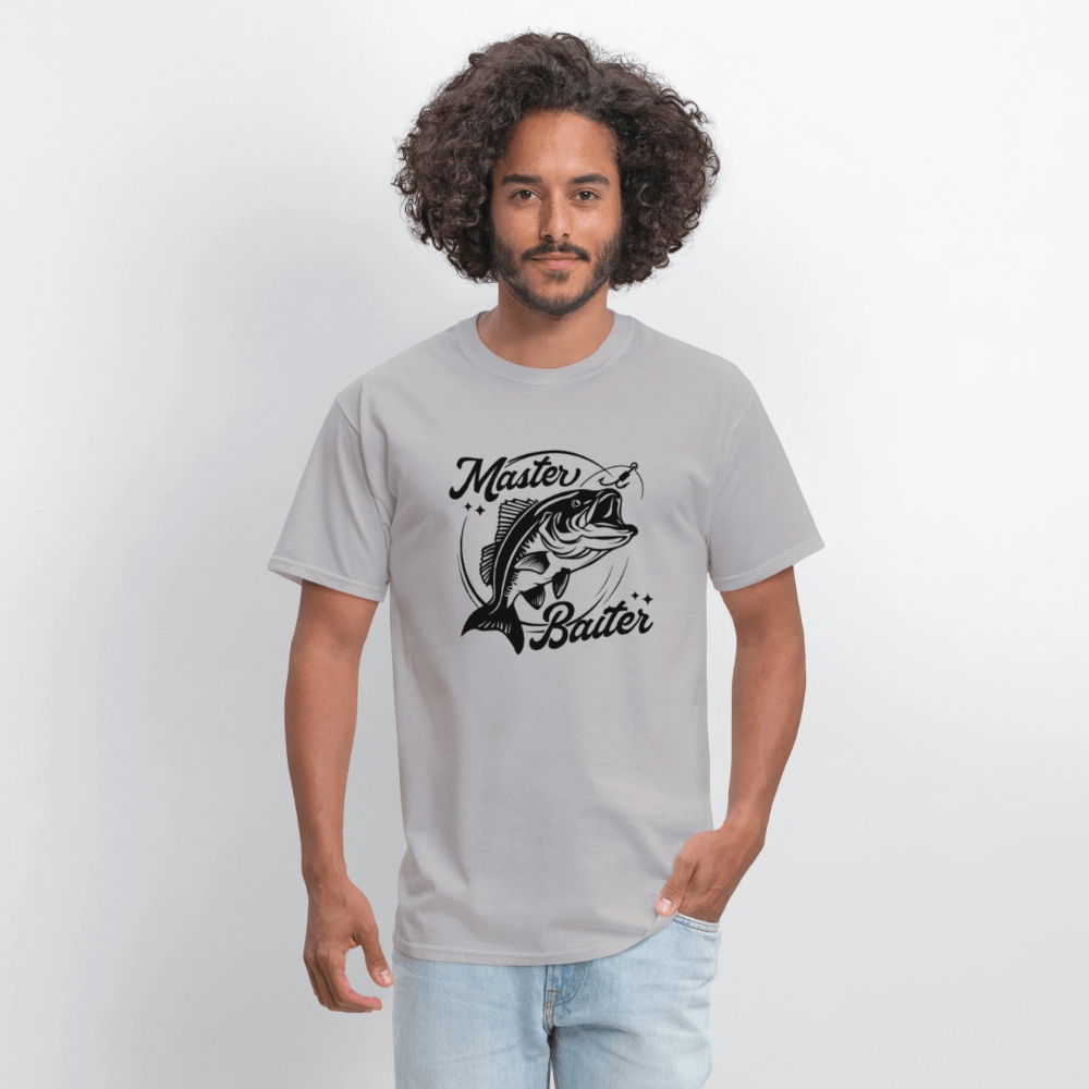 Master Baiter T-Shirt with Fish & Hook Funny Design - gravel 