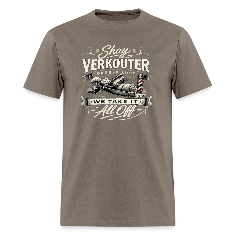 Shay Verkouter Barber Shop Funny Adult T-Shirt Color: Safari