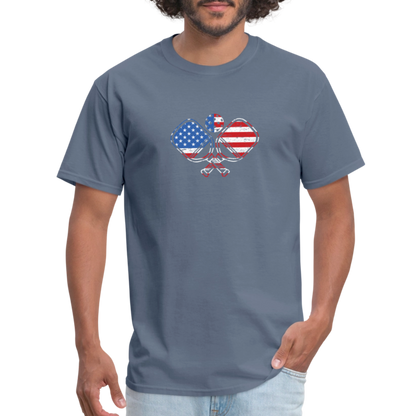 American Flag Pickleball Paddle T-Shirt - denim