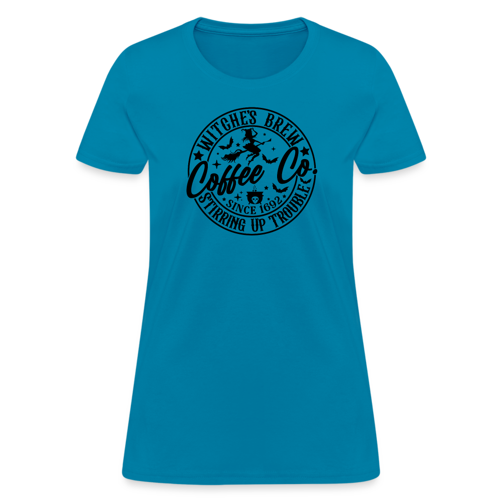 Witches Brew Coffee Co Women's Contoured T-Shirt (Halloween) - turquoise