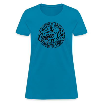 Witches Brew Coffee Co Women's Contoured T-Shirt (Halloween) - turquoise