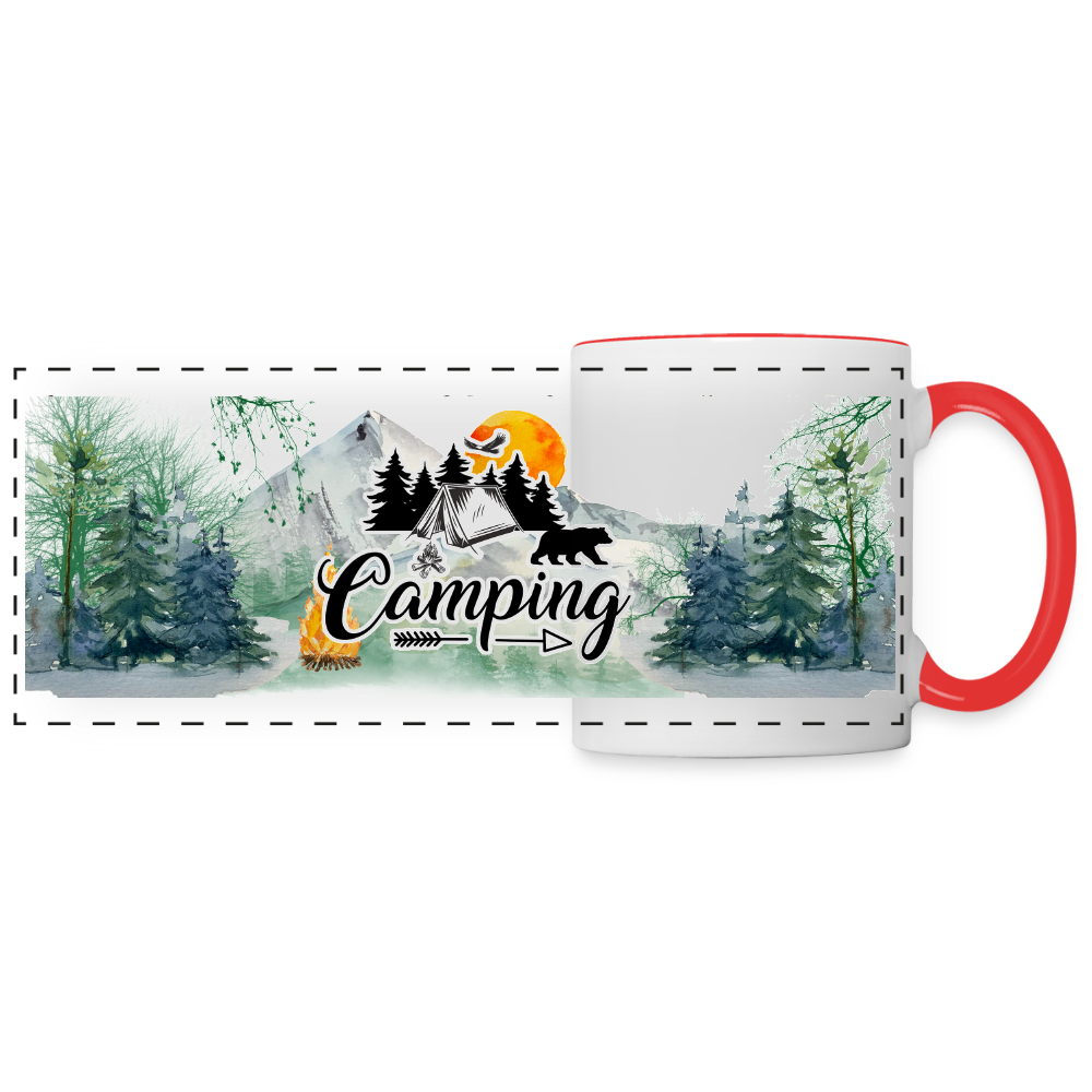 Camping Panoramic Coffee Mug - white/red