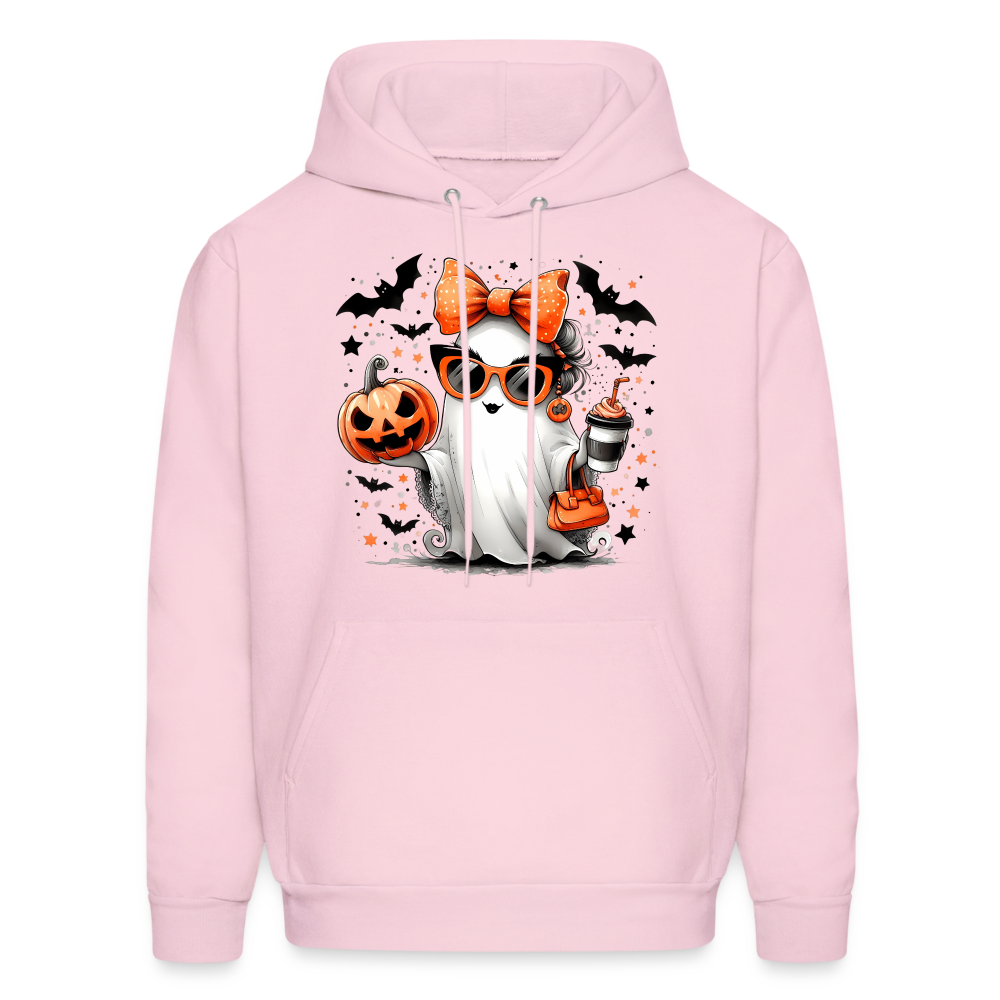 Cute Halloween Ghost with Pumpkins and Bats Hoodie (Halloween Mom) - pale pink