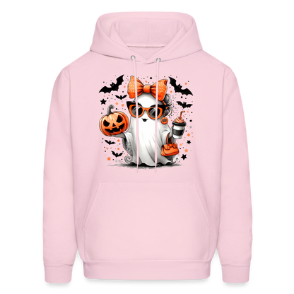 Cute Halloween Ghost with Pumpkins and Bats Hoodie (Halloween Mom) - pale pink