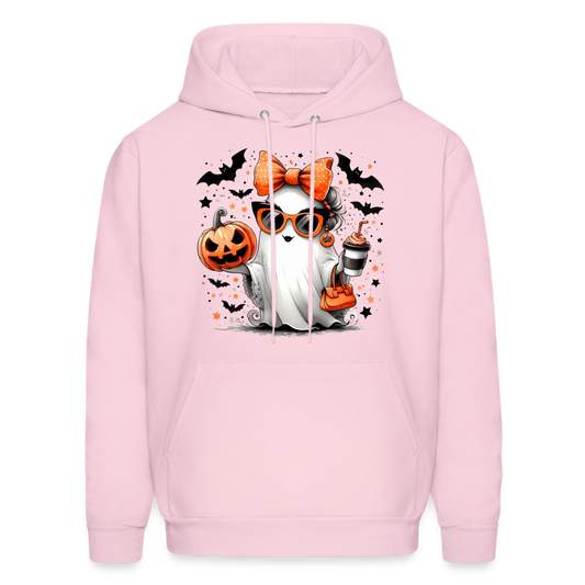 Cute Halloween Ghost with Pumpkins and Bats Hoodie (Halloween Mom) - pale pink