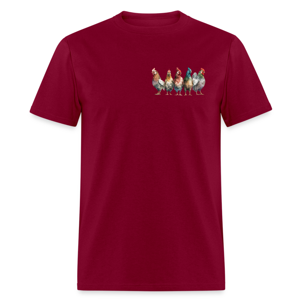 Chickenist T-Shirt (double sided print) - burgundy