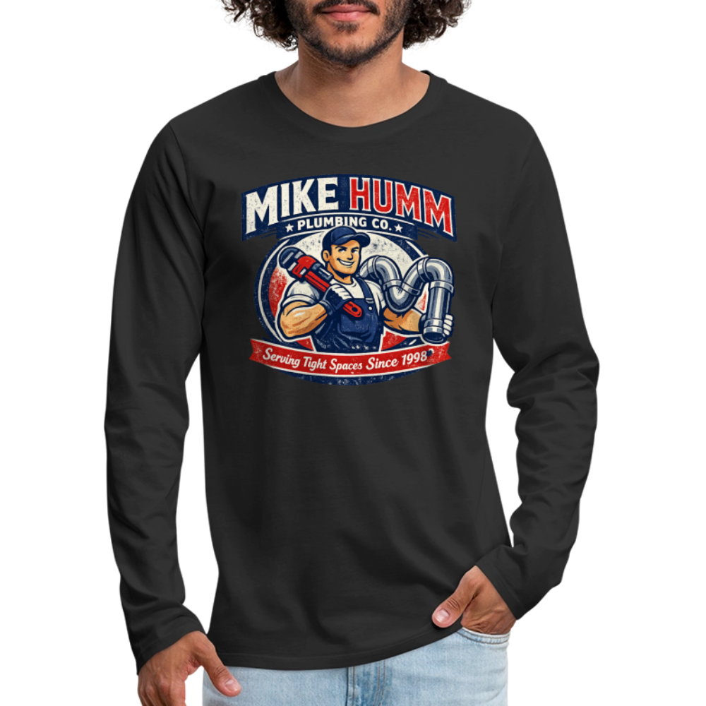 Mike Humm Plumbing Men's Premium Long Sleeve T-Shirt (Adult Humor) - black