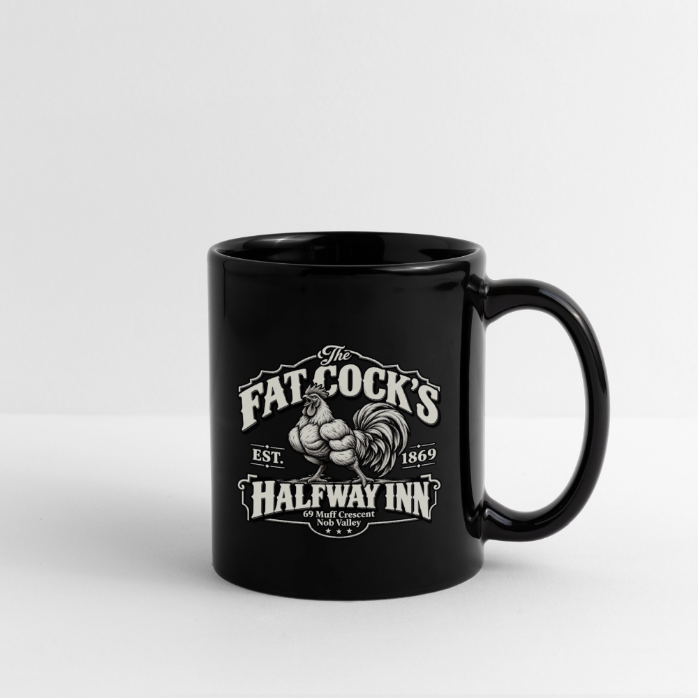 Fat Cock’s Halfway Inn Black Coffee Mug - black