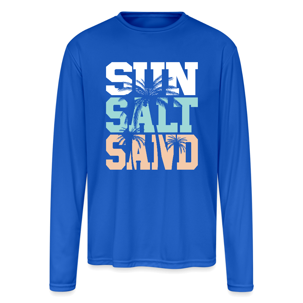 Sun Salt Sand Long Sleeve Beach Shirt with Palm Trees - royal blue