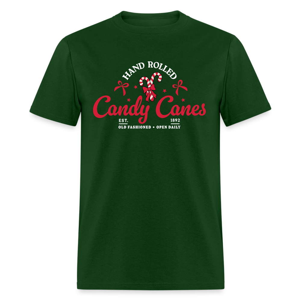 Hand Rolled Candy Canes T-Shirt - forest green