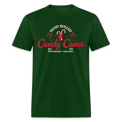 Hand Rolled Candy Canes T-Shirt - forest green