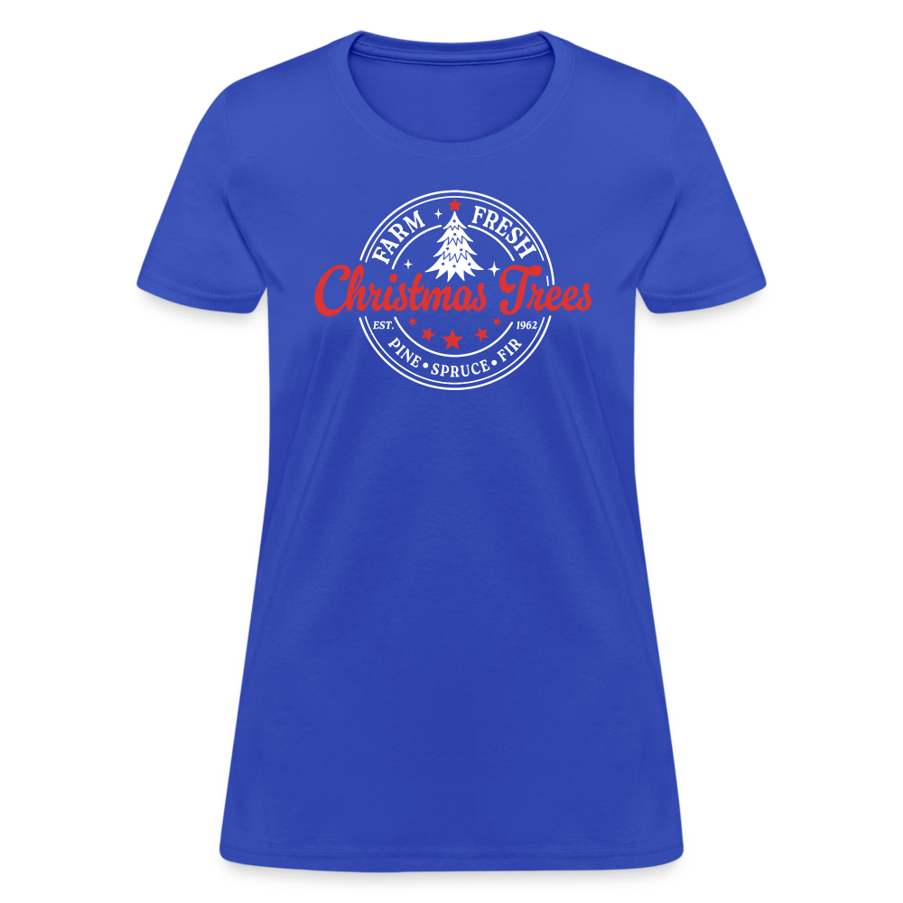 Farm Fresh Christmas Trees Women's Contoured T-Shirt - royal blue