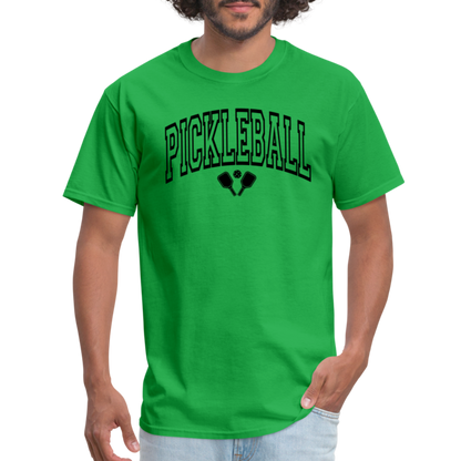 Pickleball T-Shirt (Black Arch Letters) - bright green