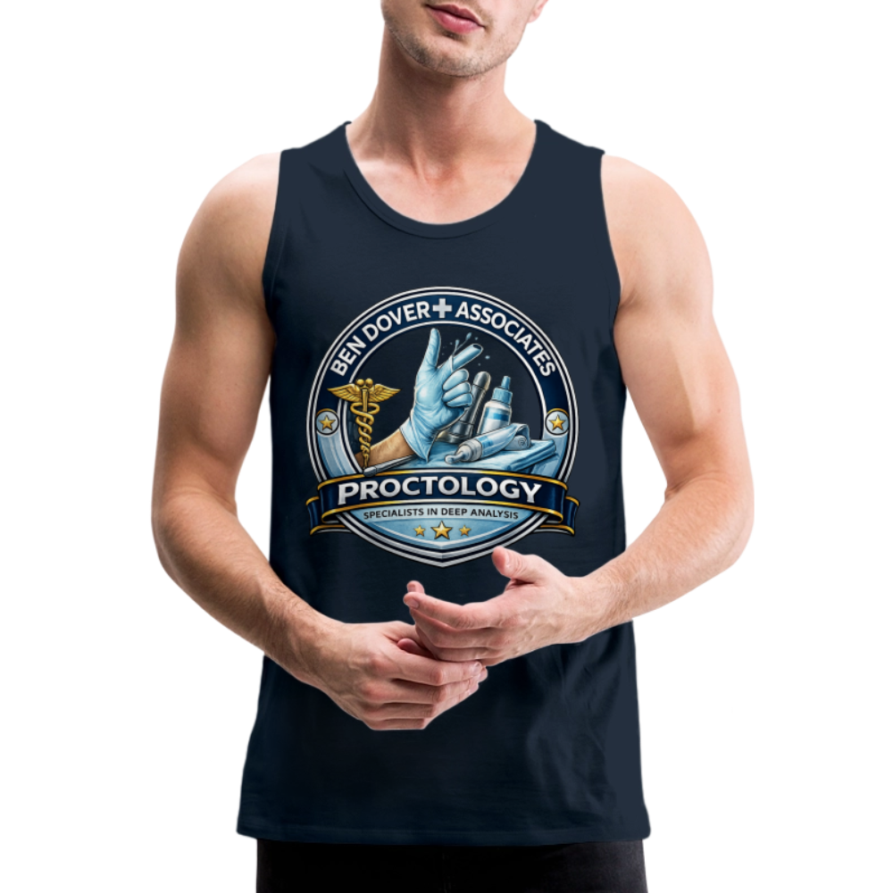 Ben Dover Proctology Funny Tank Top Color: Deep Navy