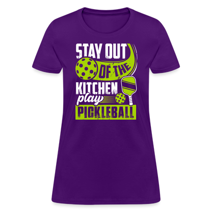 Stay Out Of The Kitchen Play Pickleball Women's Contoured T-Shirt - purple