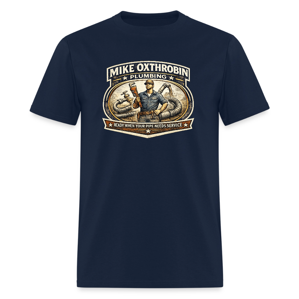 Mike Oxthrobin Plumbing T-Shirt Funny Adult Humor Tee Color: navy