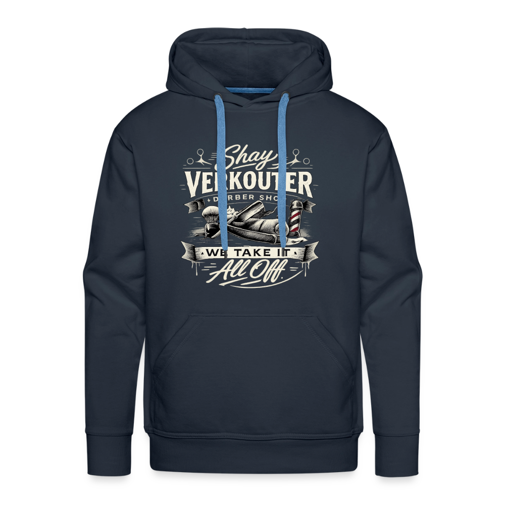Shay Verkouter Barber Shop Funny Adult Humor Hoodie Color: Navy