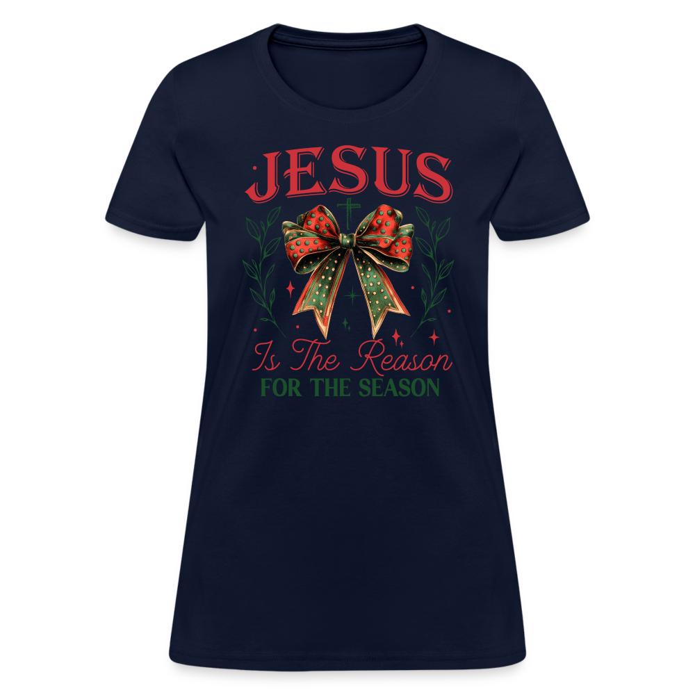 Jesus Is The Reason For The Season Women's Contoured T-Shirt - navy