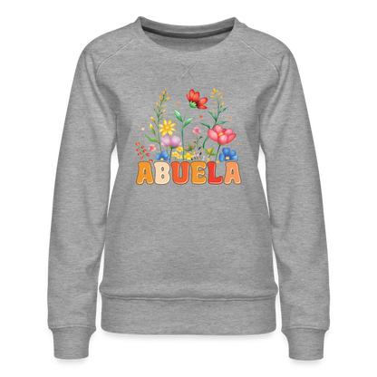 Abuela Women’s Premium Sweatshirt with Floral Design - heather grey